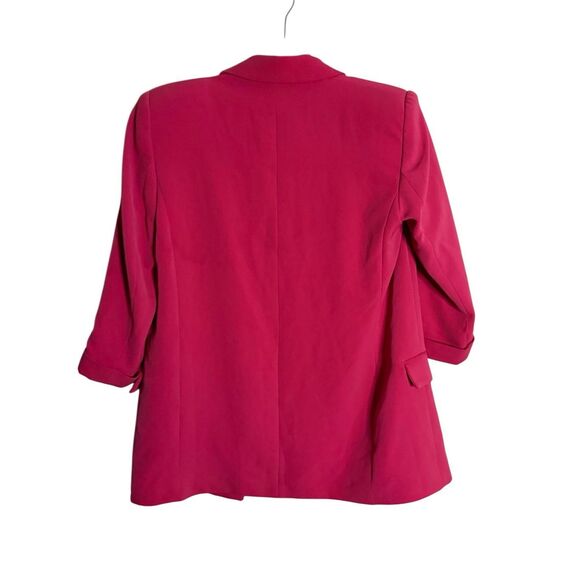 Zara Women's Peak Lapel Quarter Roll Tab Sleeve Blazer Jacket Fuchsia Small - Picture 7 of 7